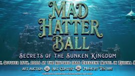 Mad Hatter Ball 2026 Secrets of the Sunken Kingdom fundraiser at ESSA featuring an underwater Atlantis-inspired theme in Eureka Springs Arkansas