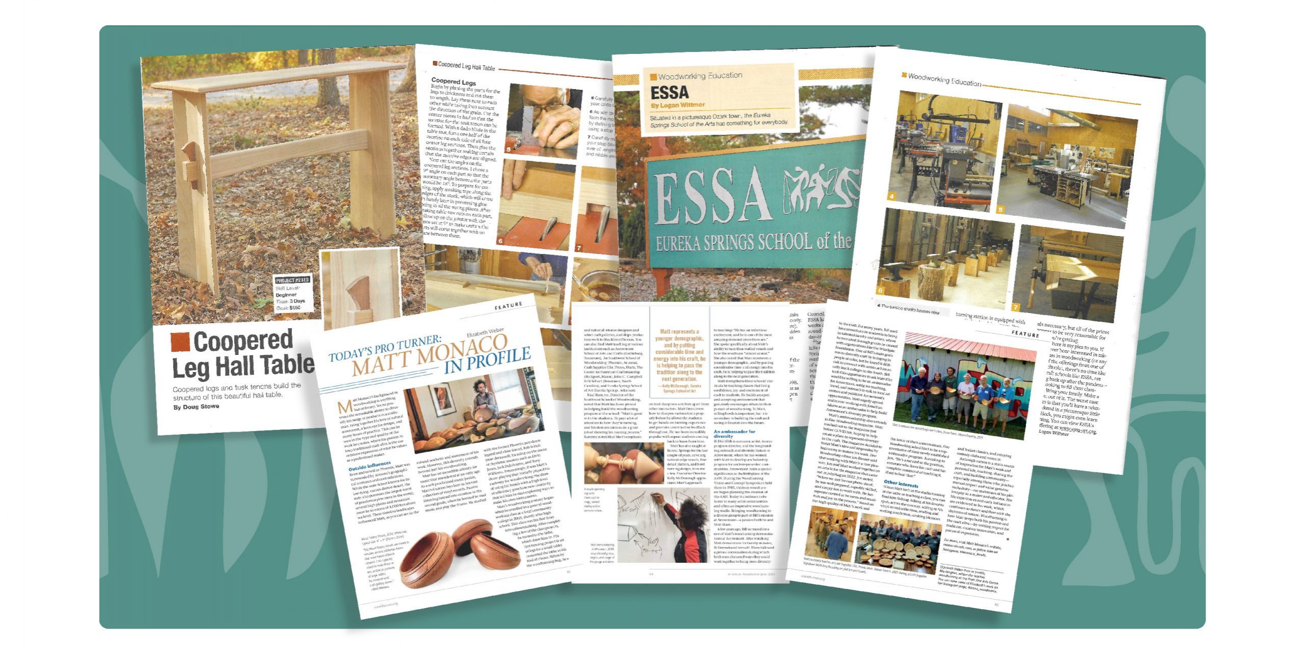 <strong>ESSA, Doug Stowe, and instructor Matt Monaco featured in June publications of Popular Woodworking Magazine and American Woodturner Magazine</strong>