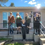 Finished stained glass projects designed and assembled by students at ESSA