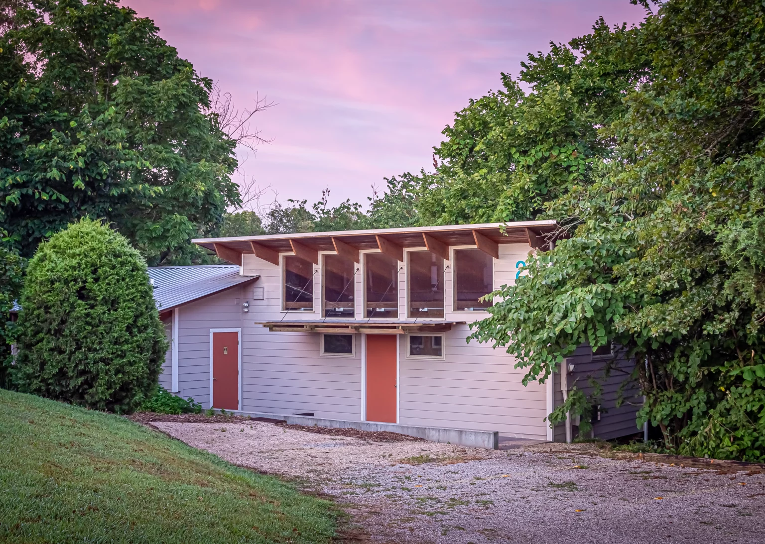 Exterior view of the Small Metals Studio at the Eureka Springs School of the Arts in Eureka Springs, Arkansas.